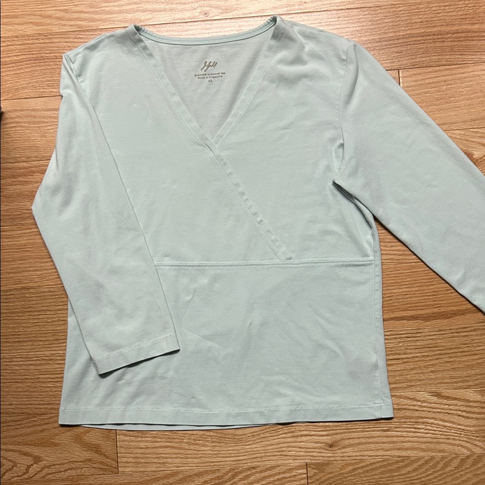J. Jill Light Blue V-Neck Blouse